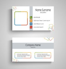 Business card with colorful square pattern template