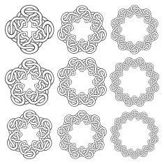 Nine circular decorative elements with stripes braiding N10