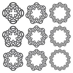 Nine circular decorative elements with stripes braiding N11