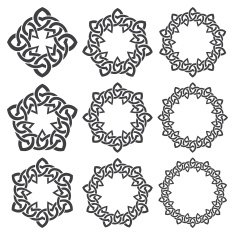 Nine circular decorative elements with stripes braiding N12