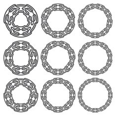 Nine circular decorative elements with stripes braiding N13