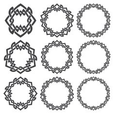 Nine circular decorative elements with stripes braiding N14