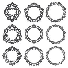 Nine circular decorative elements with stripes braiding N15