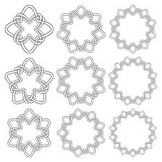Nine annular decorative elements with stripes braiding