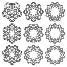 Nine circular decorative elements with stripes braiding N16
