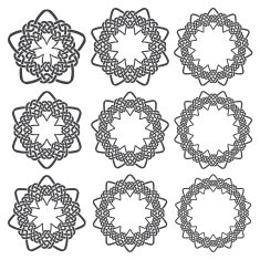 Nine circular decorative elements with stripes braiding N17