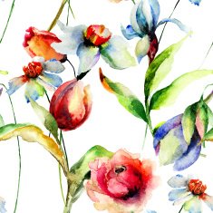 Seamless pattern with Original flowers N4