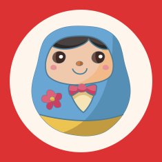 Matryoshka Russian traditional wooden doll theme elements N6