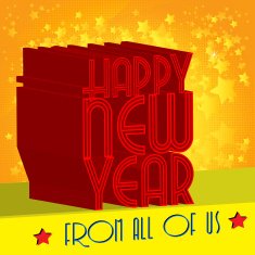 Happy new year - retro style invitation