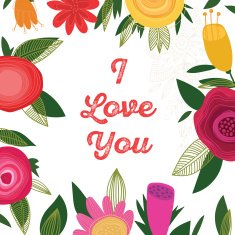 I Love You-Bright concept holiday card in vector