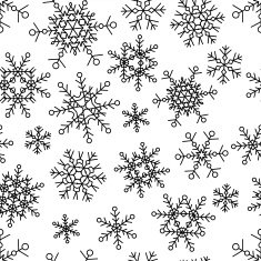 Vector seamless pattern with simple linear snowflakes N4