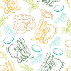 Pastel hand-drawing easter pattern