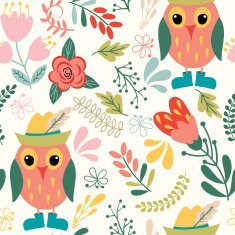 Seamless pattern with cartoon characters