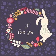 floral frame with hare N2