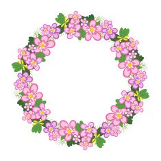 Frame of flowers arranged in a circle