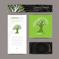 Business cards template with stylized tree