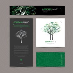 Business cards template with stylized tree N2