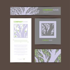 Business cards template with stylized tree N4