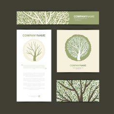 Business cards template with stylized tree N5