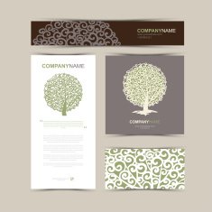 Business cards template with stylized tree N6