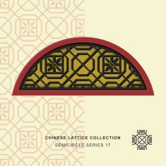 Chinese window tracery semicircle frame 17 polygon flower