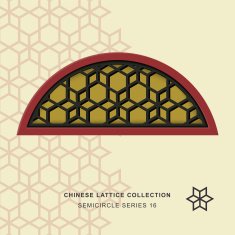 Chinese window tracery semicircle frame 16 star flower