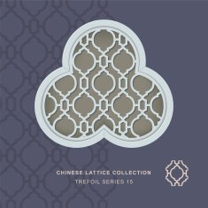 Chinese window tracery trefoil frame 15 diamond round