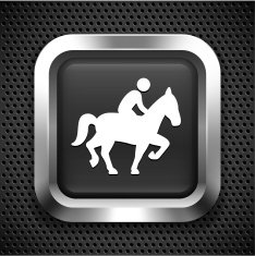 Man on a Horse Black Square Button