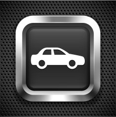 Sedan Car on Black Square Button