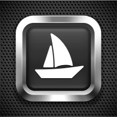 Sailboat on Black Square Button