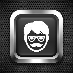 Male Teacher on Black Square Button N2