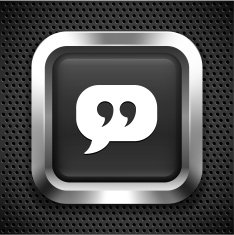Quotes and Speech Bubble on Black Square Button