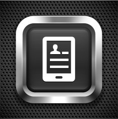 Computer Tablet on Black Square Button