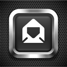 Open Envelope on Black Square Button