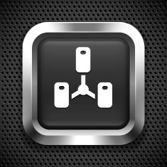 Computer Server on Black Square Button