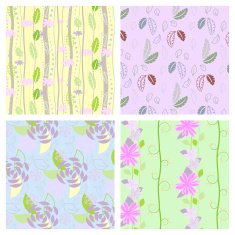 Set of four textured natural seamless patterns background