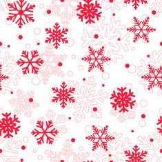 Seamless pattern of snowflakes red on white
