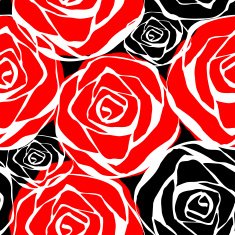 Seamless pattern with roses contours N2