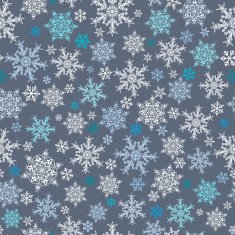 Seamless pattern of snowflakes white and blue on gray N2
