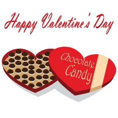 Valentine's Day box of chocolate candy white background