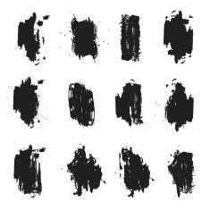 Set of monochrome grunge spots Ink paint graffiti