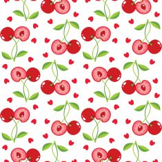 Cherries and hearts seamless pattern