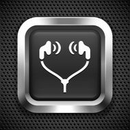 Headphones on Black Square Button