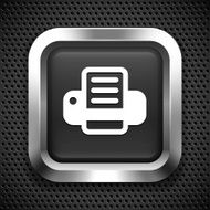 Computer Printer on Black Square Button