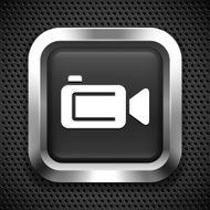 Video Camera Camcorder on Black Square Button