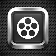 Film Reel on Black Square Button