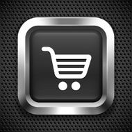 Shopping Cart on Black Square Button