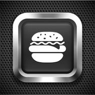 Burger on Black Square Button