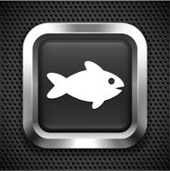 Fish on Black Square Button