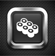 Sushi Roll on Black Square Button